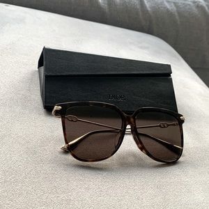 NWT DIOR Link3F Sunglasses Square Tortoise Gold